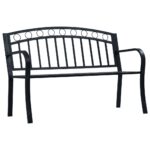 Garden Bench 125cm Black Steel