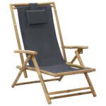 Reclining Relaxing Chair Dark Grey Bamboo Fabric