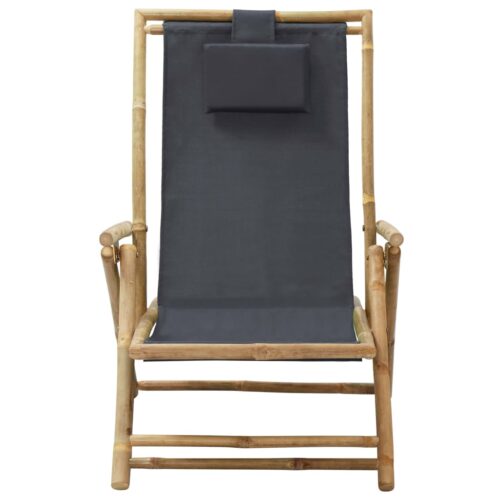 Reclining Relaxing Chair Dark Grey Bamboo Fabric - Image 2