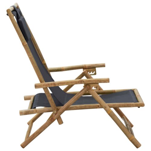 Reclining Relaxing Chair Dark Grey Bamboo Fabric - Image 3