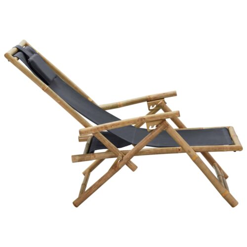 Reclining Relaxing Chair Dark Grey Bamboo Fabric - Image 4