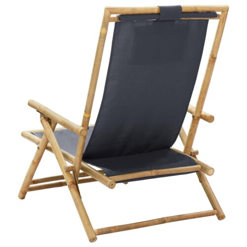 Reclining Relaxing Chair Dark Grey Bamboo Fabric - Image 5