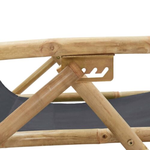 Reclining Relaxing Chair Dark Grey Bamboo Fabric - Image 7