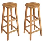 Bar Chairs 2pcs Solid Acacia Wood