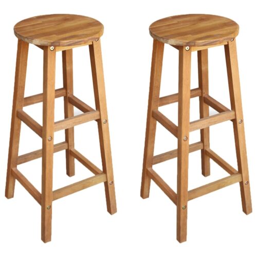Bar Chairs 2pcs Solid Acacia Wood
