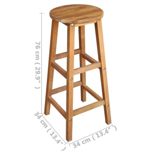 Bar Chairs 2pcs Solid Acacia Wood - Image 4