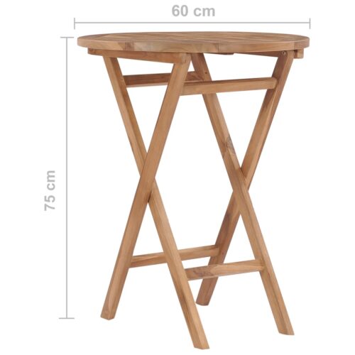 Folding Garden Table 60cm Solid Teak Wood - Image 7