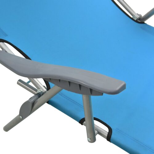 Sun Lounger with Canopy Steel Blue - Image 6