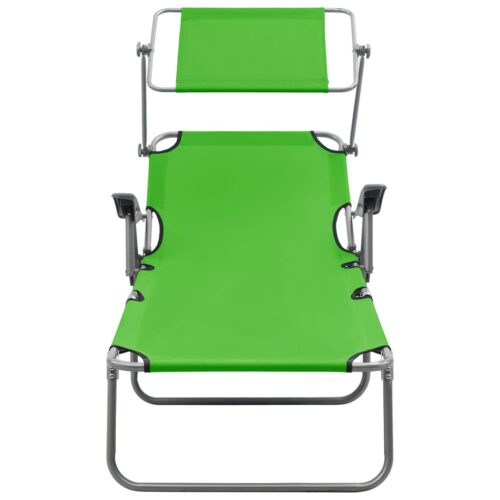 Sun Lounger with Canopy Steel Green - Image 2