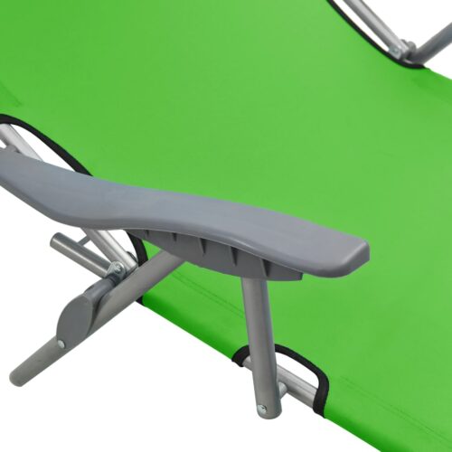 Sun Lounger with Canopy Steel Green - Image 6
