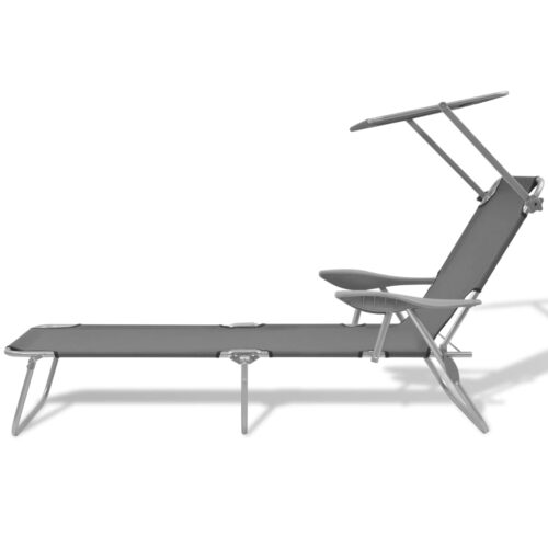 Sun Lounger with Canopy Steel Grey - Image 2