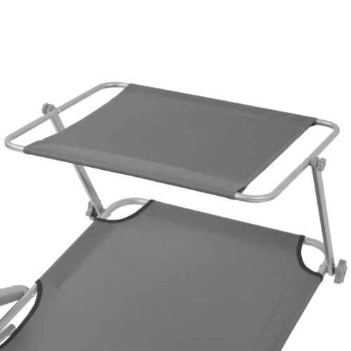 Sun Lounger with Canopy Steel Grey - Image 4