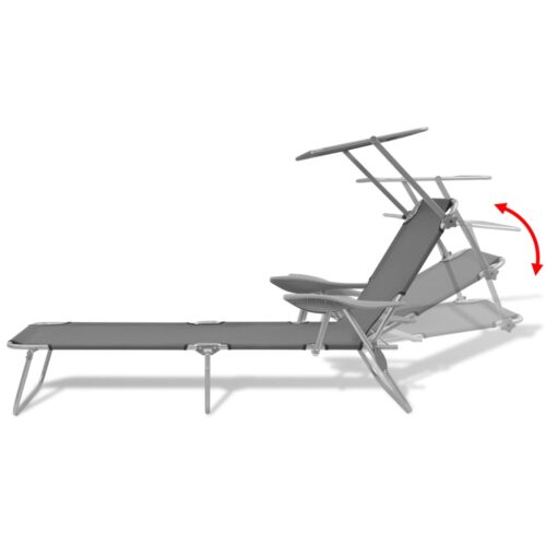 Sun Lounger with Canopy Steel Grey - Image 6