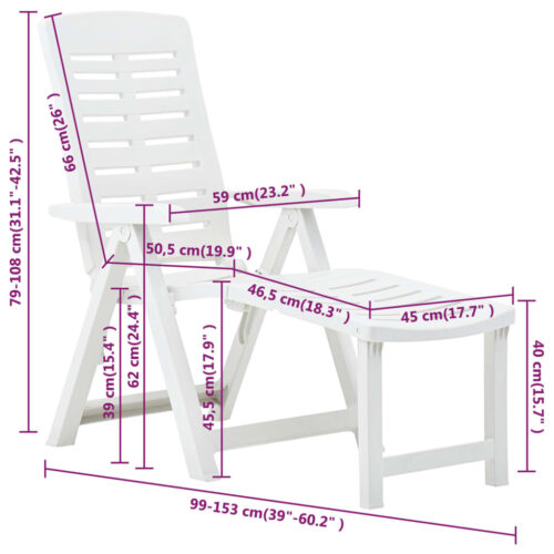 Portable Folding Outdoor Sun Lounger Garden Patio Pool Camping Beach Chair White - Image 8