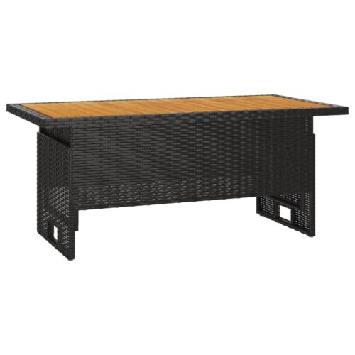 Garden Table Black 100x50x43/63cm Solid Wood Acacia Poly Rattan