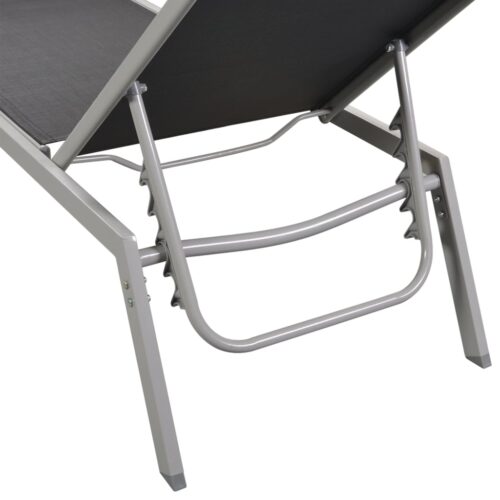 Sun Lounger Steel Textilene Black - Image 6