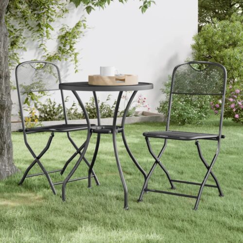 Folding Garden Chairs 2pcs Expanded Metal Mesh Anthracite - Image 8