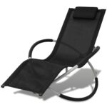 Outdoor Geometrical Sun Lounger Steel Black Grey