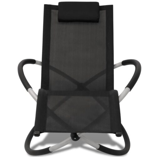 Outdoor Geometrical Sun Lounger Steel Black Grey - Image 3