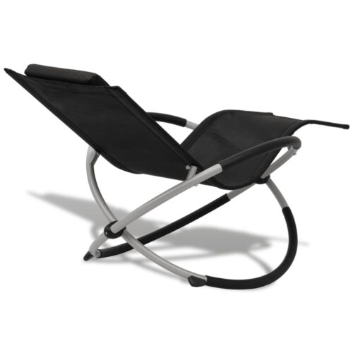 Outdoor Geometrical Sun Lounger Steel Black Grey - Image 4