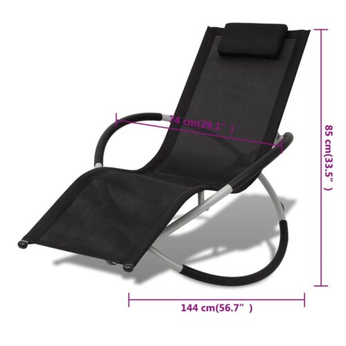 Outdoor Geometrical Sun Lounger Steel Black Grey - Image 8