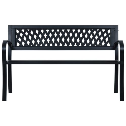 Garden Bench 125cm Black Steel - Image 2