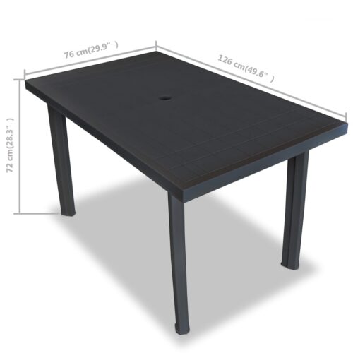 Garden Table Anthracite 126x76x72cm Plastic - Image 5