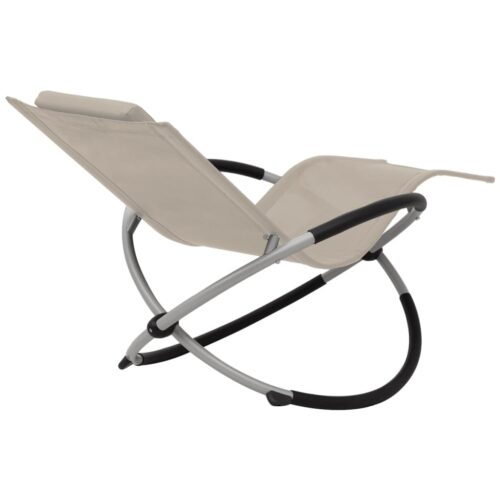 Outdoor Geometrical Sun Lounger Steel Cream - Image 4