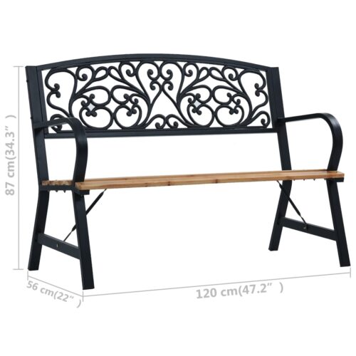 Garden Bench 120cm Wood - Image 8