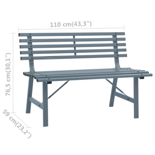 Garden Bench 110cm Steel Grey - Image 7
