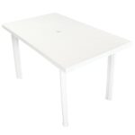 Garden Table White 126x76x72cm Plastic