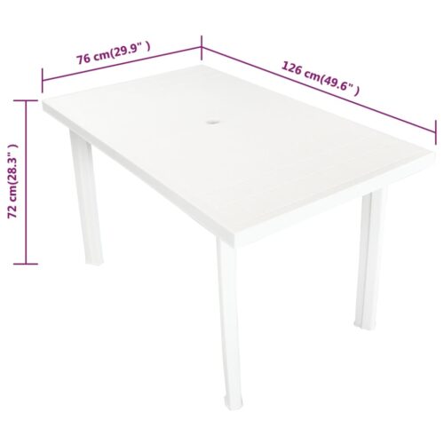 Garden Table White 126x76x72cm Plastic - Image 5