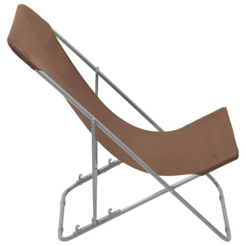 Folding Beach Chairs 2pcs Steel Oxford Fabric Brown - Image 4