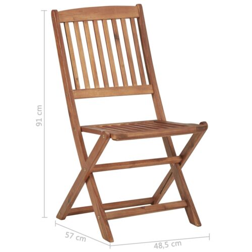 Folding Outdoor Chairs 2pcs Solid Acacia Wood - Image 2