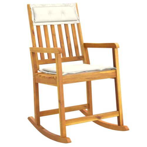 Wood Rocking Chair with Cushions Outdoor Garden Patio Deck Balcony Lounge Seat - Image 2
