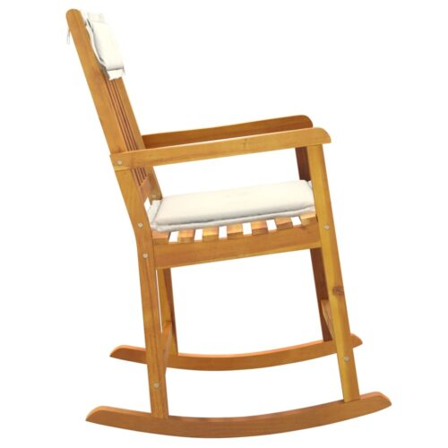 Wood Rocking Chair with Cushions Outdoor Garden Patio Deck Balcony Lounge Seat - Image 4