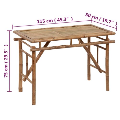 Folding Garden Table 115x50x75cm Bamboo - Image 4