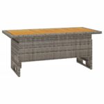 Garden Table Grey 100x50x43/63cm Solid Wood Acacia Poly Rattan