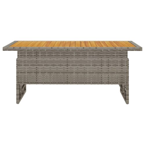 Garden Table Grey 100x50x43/63cm Solid Wood Acacia Poly Rattan - Image 3