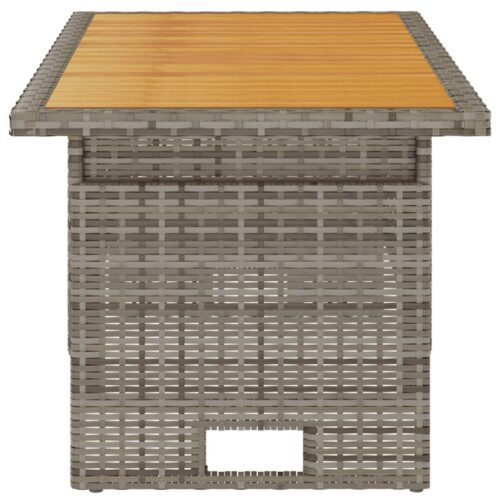 Garden Table Grey 100x50x43/63cm Solid Wood Acacia Poly Rattan - Image 4