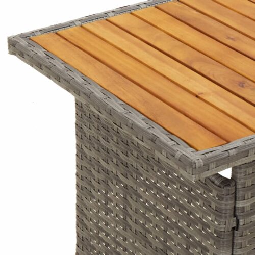 Garden Table Grey 100x50x43/63cm Solid Wood Acacia Poly Rattan - Image 6