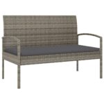 Garden Bench with Cushion Grey 105cm Poly Rattan
