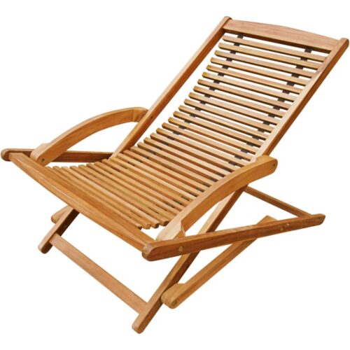 Deck Chair with Footrest Solid Acacia Wood - Image 4
