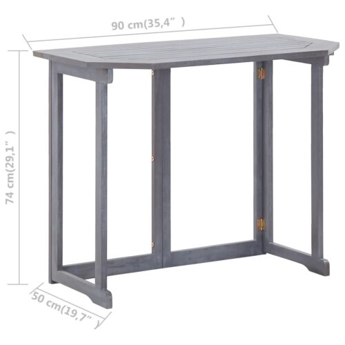Folding Balcony Table 90x50x74cm Solid Acacia Wood Outdoor Garden Patio Desk - Image 8