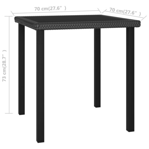 Garden Dining Table Black 70x70x73cm Poly Rattan - Image 4