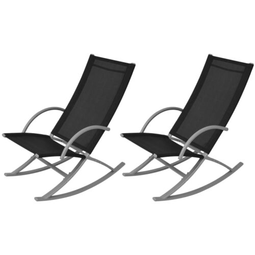 Garden Rocking Chairs 2pcs Steel Textilene Black