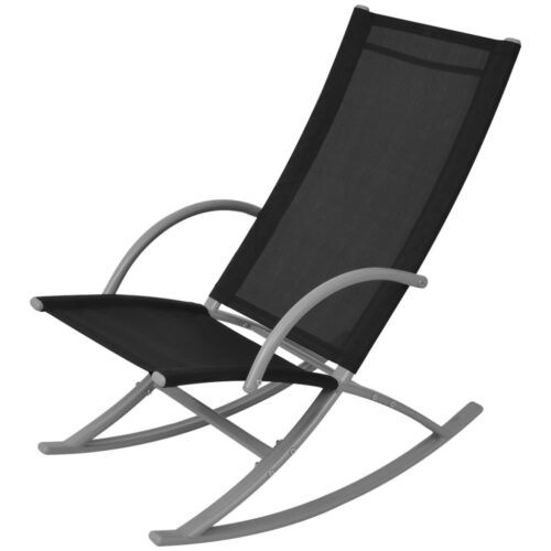 Garden Rocking Chairs 2pcs Steel Textilene Black - Image 2