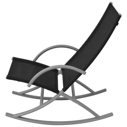Garden Rocking Chairs 2pcs Steel Textilene Black - Image 3