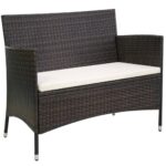 Garden Bench 106cm Poly Rattan Brown