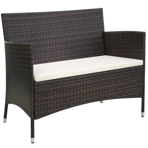 Garden Bench 106cm Poly Rattan Brown